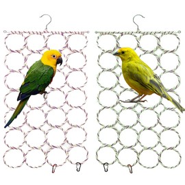 Bird Hemp Rope Net Swing Parrot Perch Climbing Rope Ladder Hammock Hanging Net Activity Toy wiht 2 Hooks for Greys Cockatoo Cockatiel Conure Lovebirds13.8 x 23.6"(2 Pcs)