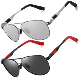 LEDING&BEST Polarised Sunglasses Mens Womens UV Protection metal frame Classic Vintage Style Ultralight Shades For Driving Travel Fishing Running Pilot Sun glasses