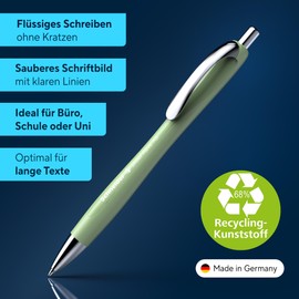 Schneider Slider Rave XB Ballpoint Pen Soft Writing without Scratching for Long Texts at School, University and Work Pack of 5 Organic Green Ink Colour: Blue