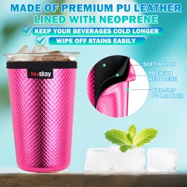 HEYSKAY Insulated Coffee Cup Sleeves Reusable Neoprene Iced Coffee Sleeve Hot Cold Drinks Beverages Cooler sleeve for Coffee Cups and More (Rose/Blue, Medium(for 22-28oz))