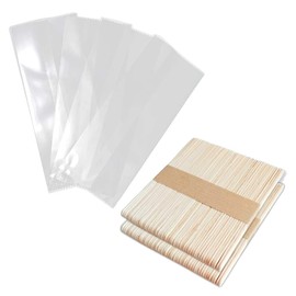 Popsicle Bags and Sticks Thick Ice Cream Wrappers Ice Pop Plastic Bags with Wooden Popsicle Sticks for Cakesicle Treat Candy,200Pieces