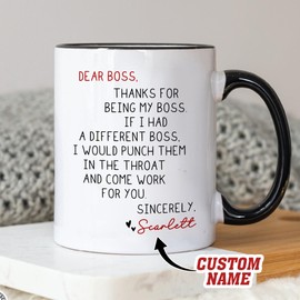 Dear Boss Mug Thanks for Being My Boss If I Had A Different Bosses Mugs Funny Appreciation Gifts for Coworkers From Employees Thank You Gifts for Coworkers Friends, Birthday Gift for Men Women