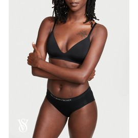 Victoria's Secret Cotton Hiphugger Panty Pack, Logo Banded Waistband, Underwear for Women, 4 Pack, Black (M)