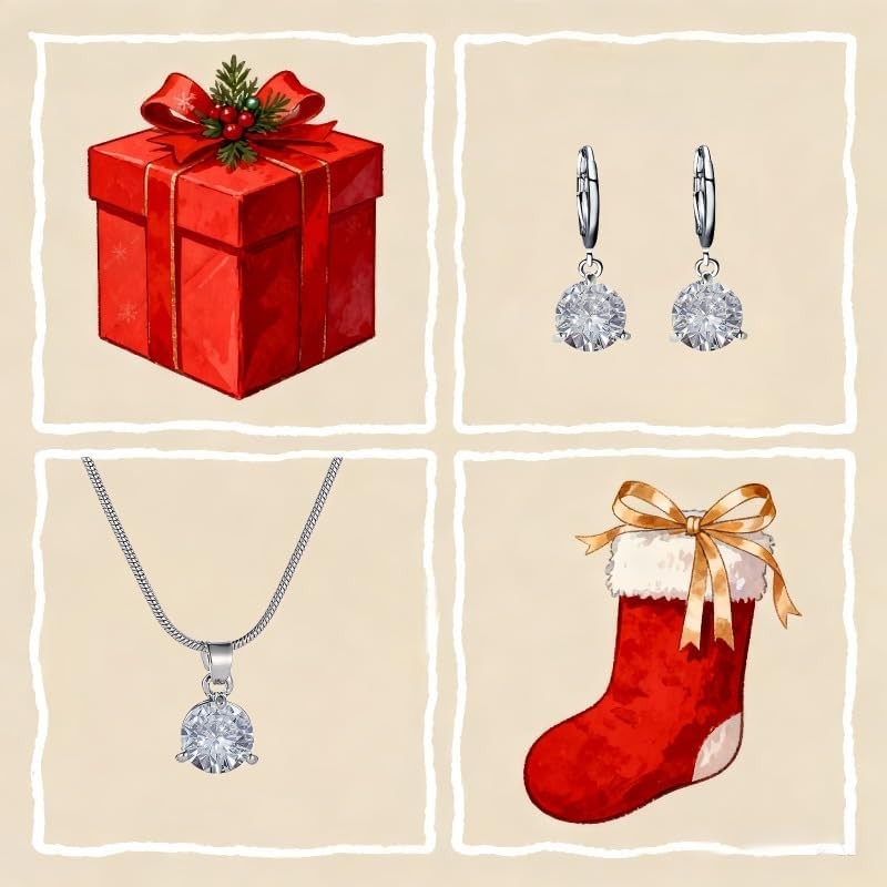Set de Collar y Aretes con Caja de Almacenamiento de