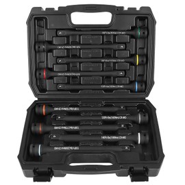 Wakuka 1/2" Drive Torque Limiting Extension Bar Set, 10PCS Torque Stick Set with 8in Color-Coded 65 to 150 Ft-Lbs, CR-MO Impact Extension Torque Limiter Set for Lug Nuts, Automotive Repair