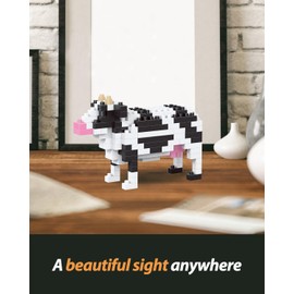QISHOUTING Cow Mini Building Toy for Kids, Farm Animals Mini Building Blocks & Learning Toy for Girls Boys, Miniature Cow Figurine Toys for Adults Girls, Birthday Party Favors Stocking Stuffers