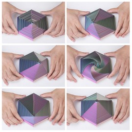 Fractal Fidget Hexagon,Hexagon Fidget Spiral Toy,Hexagon Spiral,3D Printing Anti-Anxiety and Stress Relief Pocket Size Toy for Adults,Perfect for Stress and Anxiety Fidget Toy (Yellow-Green-Blue)