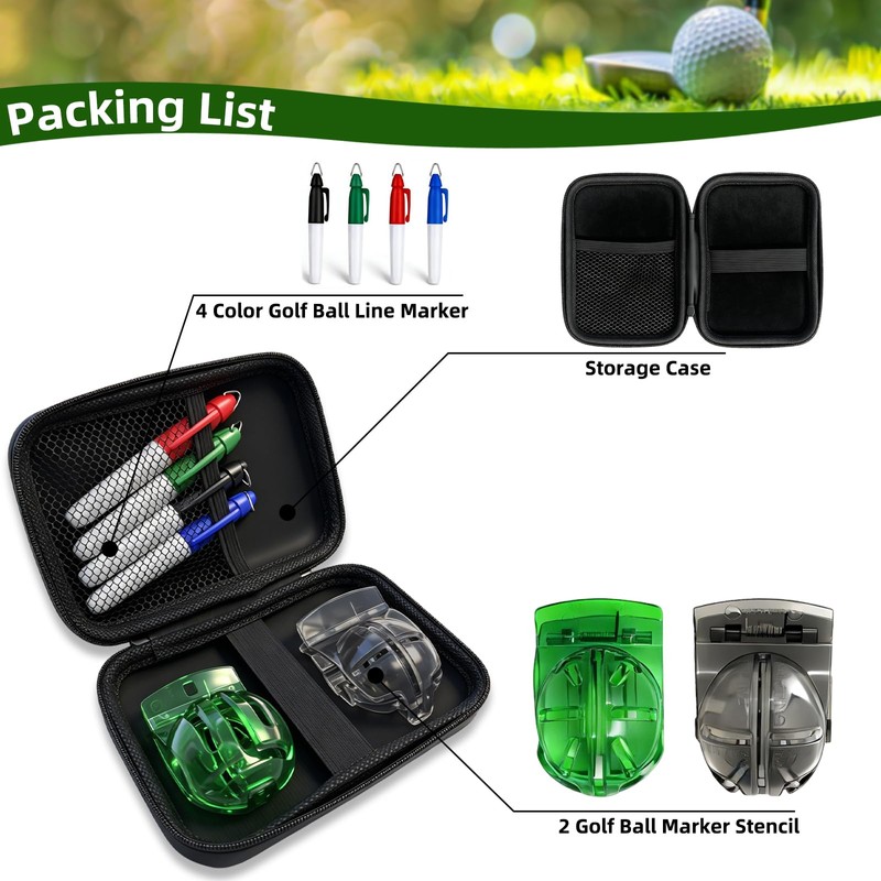 HIFQUI Precision Golf Ball Marker with Carry Case, 2 Golf
