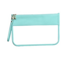 YUEBEI Clear Travel Pouches for toiletries, Travel Makeup Bag With Zipper For Women,Clear Pouches for Travel,Gym,Beach (Cyan)