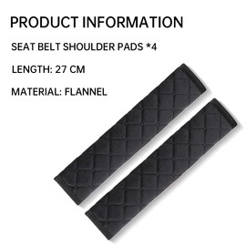 Set of 4 Car Seat Belt Pads, Shoulder Pads, Seat Belt in the Car, Made of Soft Microfibre for Seat Belt in the Car for Children and Adults, Black