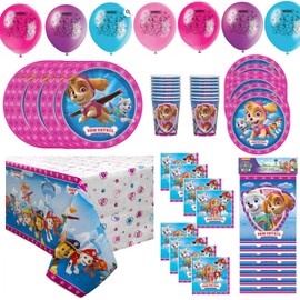 Skye Birthday Party Decorations Pack for 8 Girls Supplies Balloons, Loot Bags, Plates, Cups, Tablecover, Napkins (57 Piece Bundle)