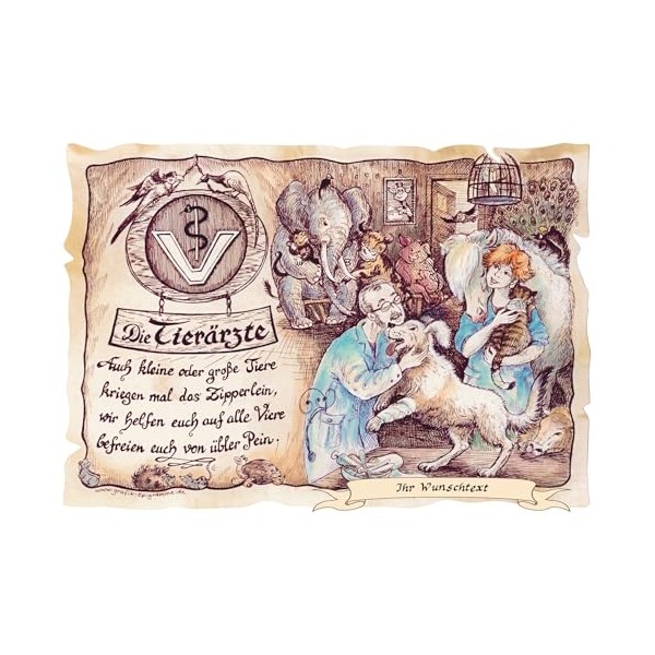 Die Staffelei Gift veterinarians/funny poem with loving drawing on high-quality