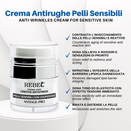 Rebel Antiage Pro Anti-Ageing Face Cream Soothing Anti-Stress Cream | Anti-Wrinkle Cream Especially for Sensitive, Reactive and Couperose Skin | With Peptides | Instant Lifting Effect | Airless