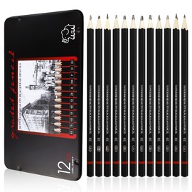 LAMXD Pencil Set of 12 Writing Pencils, 8B 7B 6B 5B 4B 3B 2B B HB F H 2H
