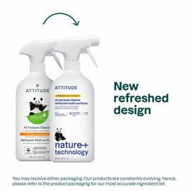 ATTITUDE All Purpose Cleaner Spray, EWG Verified, Vegan, Made with 94% Plant-Based Ingredients, Streak-Free for Kitchen, Bathroom, Glass & More, Citrus Zest Scent, 27.1 Fl Oz