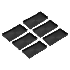 uxcell 6Pcs Serving Tray Small Black Mini Tray 4" x 8" Plastic Rectangular Wooden Serving Trays Decorative Ottoman Platter for Breakfast Kitchen Bathroom