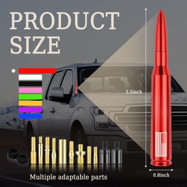 Car Bullet Antenna,Truck Exterior Decoration Accessories Car Vehicle Replacement Antenna Conpatible with Ford F150 RAM 1500 GMC Heavy Duty Pickup Trucks Accessories (New Upgrade Red-U.S. Flag)…