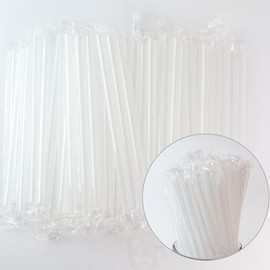100 Pack Jumbo Smoothie Straws, Chetexus Clear Smoothie Straw Plastic Disposable Wide-mouthed Milkshake Straw, Individually Wrapped Straws (0.43" Diameter and 7.48" Long)