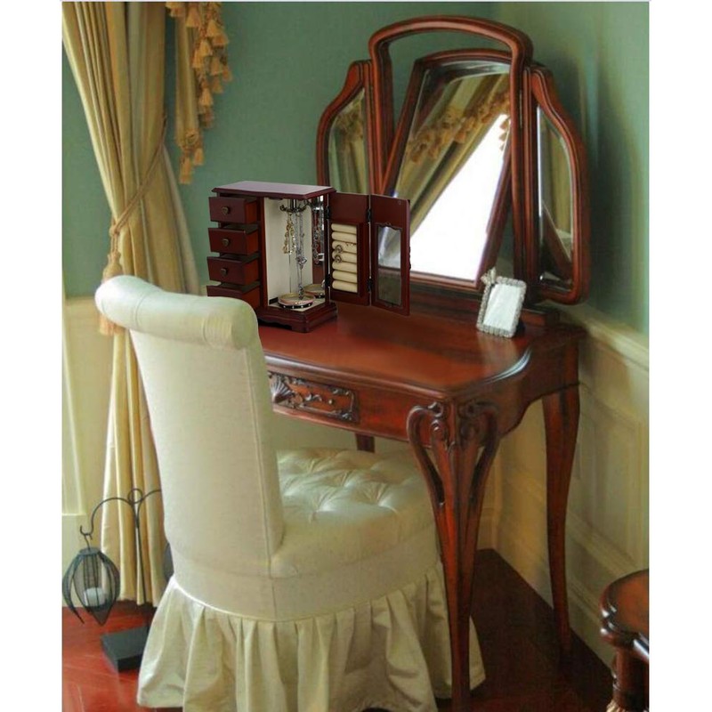 RR ROUND RICH DESIGN Solid Wooden Jewelry Box Makeup and
