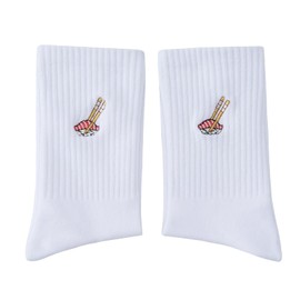 RF&CM Funny socks for men and women, sushi socks, embroidered socks, sushi lovers socks, white tennis socks, crew socks with motif, gift for sushi lovers, White