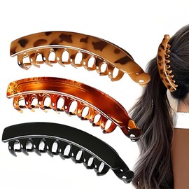 JEYORZY Pack of 3 Banana Clips, Banana Hair Clip, Vintage Banana Clip, Ponytail Hair Clip, Thick Hair, French Banana Clip Combs, Retro Female Hair Accessory