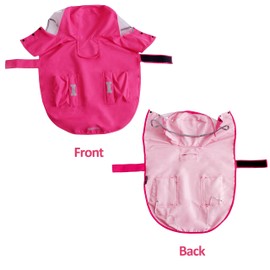 Waterproof Dog Raincoat, Adjustable Reflective Lightweight Pet Rain Clothes with Poncho Hood (Small, Dark Pink)