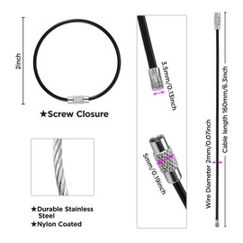 Imslery 25-Pack Wire Keychain Cables – 16cm Nylon-Coated Stainless Steel Loops for Keys, Luggage Tags & More, Screw Lock, Light Blue