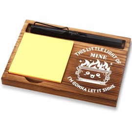 FOUGSTA Fun Office Decor - Wooden Notepad Pen Holder With Humorous Quotes, 16.5 x 12 cm