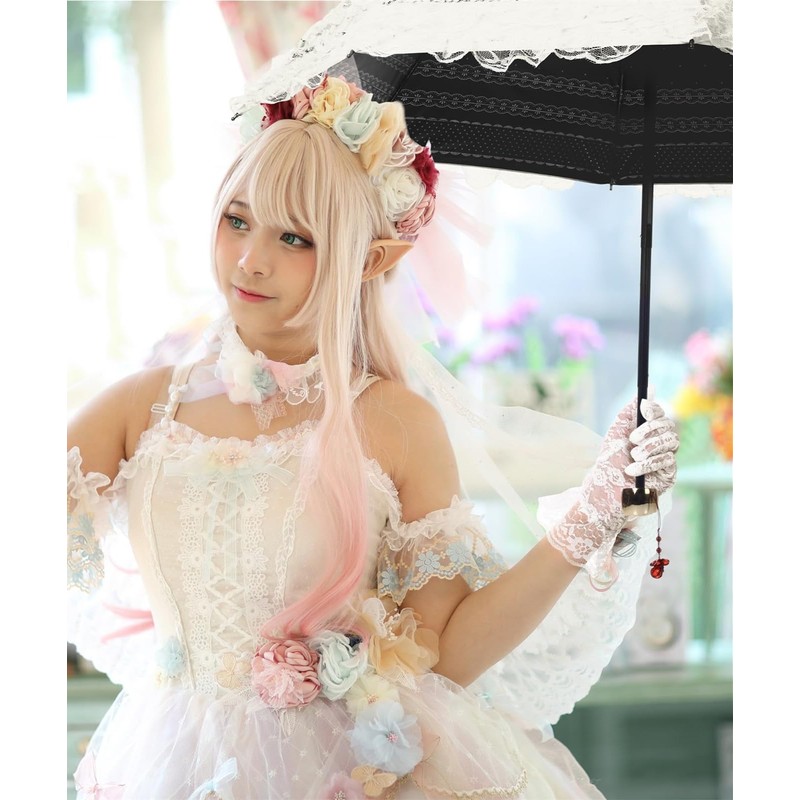 Lace Sun Parasol Wedding Princess Lolita Umbrella (Flower Printed Lining)