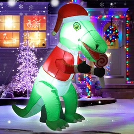 4FT Christmas Inflatable Dragon Outdoor Decorations,Christmas Blow up Dinosaur Decoration with Lights,Christmas Green Dragon Decor for Indoor Outdoor Yard,Lawn,Porch, Garden 11-05