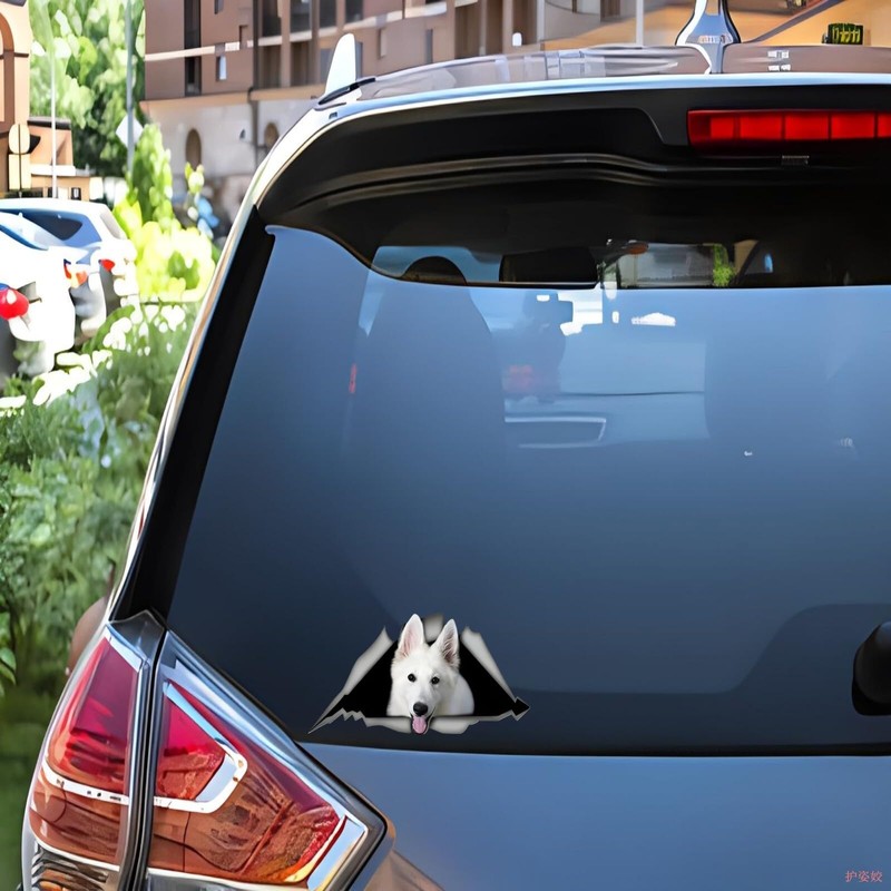 Car Sticker 25 cm White German Shepherd Car Sticker White