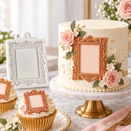 Vintage Photo Frame Silicone Mold for Cake Decorating - Reusable Non-Stick Mold for Chocolate, Fondant & Candy