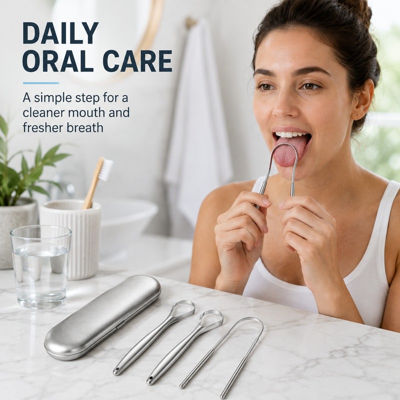 Stainless Steel Tongue Scraper for Daily Oral Care – Spoon-Shaped