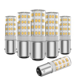 BonYei DC Bayonet Base Light Bulb-120 Volts LED Bulb -Soft Daylight-BA15D Equivalent 50 watts Bulb -Re Places T3/T4 Halogen Bulb Warm White 3000K, 5-Pack