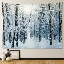 JOTOM Christmas Tapestry Wall Hanging New Year Tapestry for Living Room Bedroom Dorm Decorations Porch Hangings (Forest)