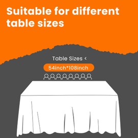White Table Cloth Rectangle, 8 Pack Plastic Disposable Tablecloth 54 x 108 inch, Dining Table Cover Cloth for Parties, Camping, Indoor & Outdoor Use, Decorative Tablecloths for Rectangle Tables