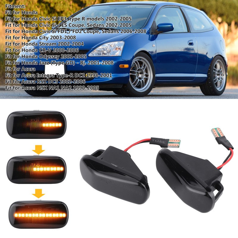 Amber Side Marker Light Fender Turn Signal Lamp 3000K Smoky