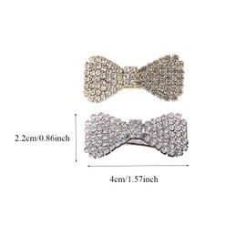 2Pcs Rhinestone Hair Clips Wedding Glitter Barrette Crystal Bling Hair Clips Sparkly Metal Hair Bows Accessories for Women Girls (Gold+ Silver)