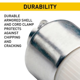 Legrand Pass & Seymour PS520CACC20 20 Amp 125V Armored Straight Blade Connector, NEMA 5-20R, Silver/White (1 Count)