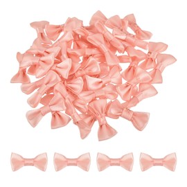MECCANIXITY 50pcs Pink Cream Bow Ties 1.2" x 0.6" Mini Bowknot for Crafting Little Satin Bows Bulk for DIY Sewing Scrapbooking Wedding Gift Present Home Decoration