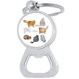 Watercolor Cats Bottle Opener Keychain