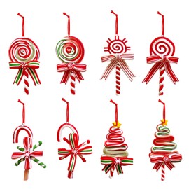 8pcs Christmas Candy Hanging Ornament Soft Clay Decorative Pendant Hanging Candy Decor