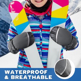 MCTi Children's Ski Gloves Waterproof Mittens Gloves 1-20 Years Boys Girls Winter Gloves Black XXXS