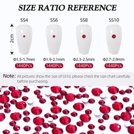 Meibite Siam Flatback Rhinestones, Glass Rhinestones for Nail Art and Craft, Glue Fix, Loose Crystal Gemstones(Siam, SS8, 1440pcs, 2.3-2.5mm)