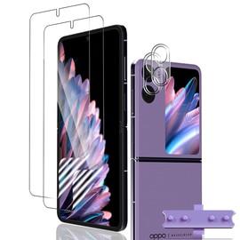 Phlleyaa Protective Film for OPPO Find N2 Flip Soft TPU Pack of 2 + OPPO Find N2 Flip Armoured Protection Glass Camera Protection Pack of 2 Easy Installation Bubble-Free Tempered Glass Screen
