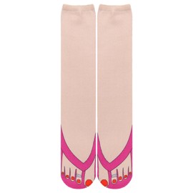 Benefeet Sox Women Girls Cute Knee High Socks Crazy Manicure 3D Print Flip Flop Long Socks Novelty Look Like Shoe Socks Funny Over The Calf Tube Socks Gag Weird Wacky Designer Socks, Flip Flops