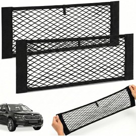 Vicera - Red de malla de almacenamiento de carga, bolsillo de red para coches, caravanas y campistas, ajuste universal y red elástica duradera para baúles • Juego de 2 unidades