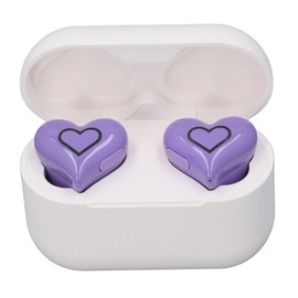 GOWENIC Auriculares Inalámbricos en Forma de Corazón, Lindo y Elegante Sonido Estéreo HiFi con Micrófono Incorporado, Auriculares 5.3 con Estuche de Carga, Luz Degradada de Color, para