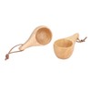 2Pcs Camping Mug Drinking Tea Cup Rubber Wood Mini Portable