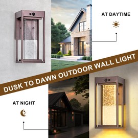 2Pk Oil Rubbed Bronze Solar Outdoor Sconces with 3 Modes Motion Sensor Crystal Exterior Light Fixtures with 4500K 250LM LED Outside Lights for House Waterproof Dusk to Dawn Solar Porch Lights